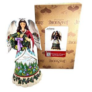 Jim Shore CHRISTMAS JOY IS EVERGREEN 10" Angel Figurine Wreath 2015 Original Box
